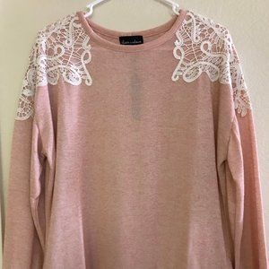AlisonAndrewe Rose Shirt with White Lace